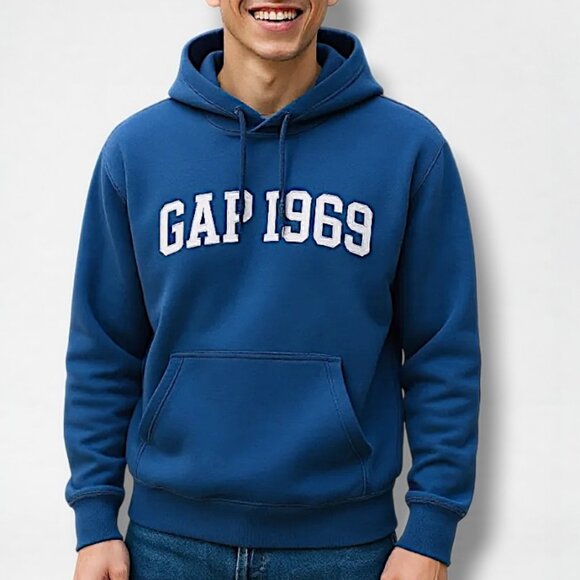 GAP 1969 Varsity Logo Hoodie | Unisex | Various Sizes in Blue | Super Soft NEW - Picture 1 of 3
